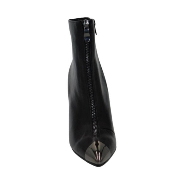 DBDK Sidera-12 Black Silver Tip Stiletto Heel Bootie w/Side Zippers - Picture 3 of 5